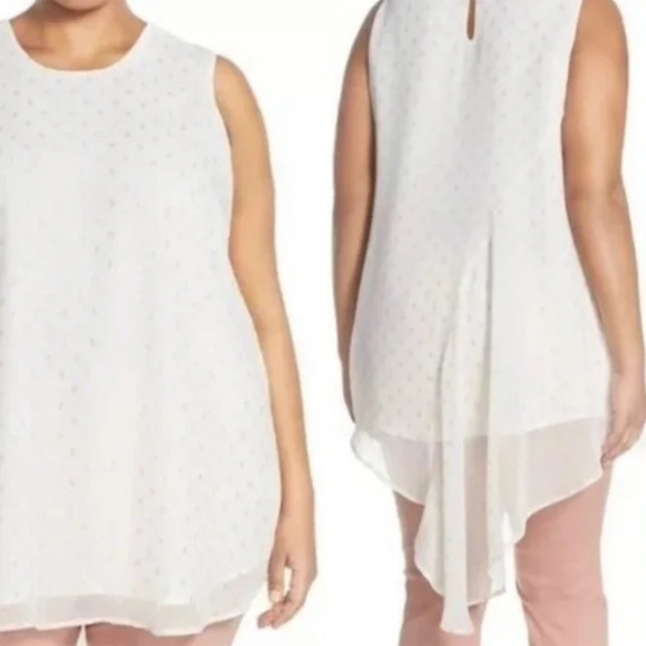 Melissa McCarthy Tops - Melissa McCarthy Sleeveless Tunic Top Overlay Blouse White Gold Plus Size 3X